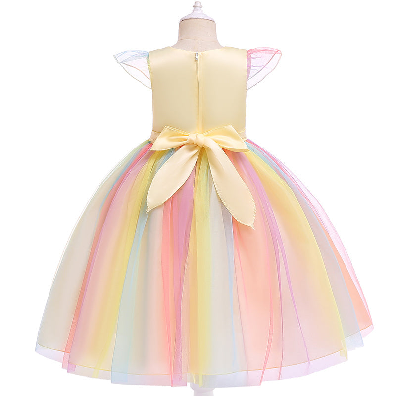 Girls Unicorn Dress Gown Cosplay  Birthday Party Fantasy Princess Dresses - honeylives
