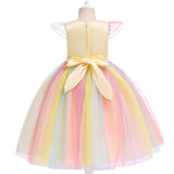 Girls Unicorn Dress Gown Cosplay  Birthday Party Fantasy Princess Dresses - honeylives