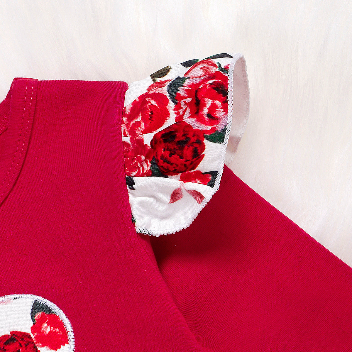 Toddler Baby Girl Valentine's Day Red Floral Heart 2 Pcs Sets