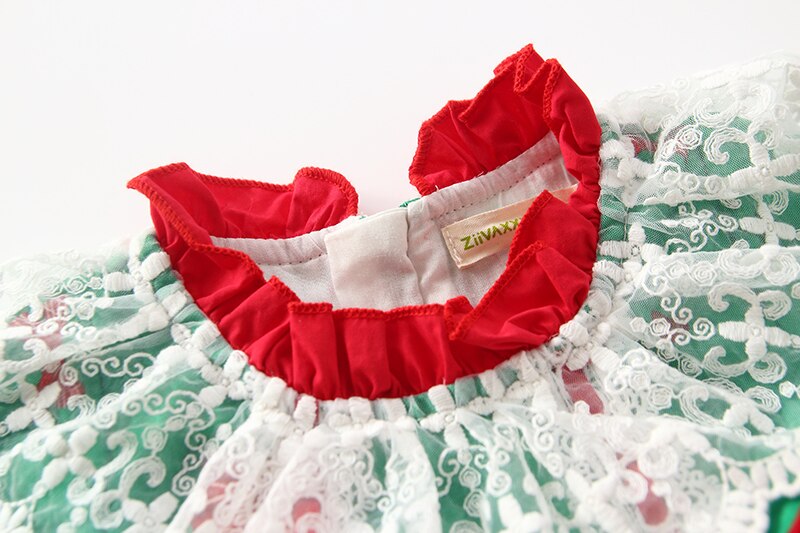 Spanish Girl Christmas Green Dress Party Frocks Lolita Fluffy Dresses 2 Pcs