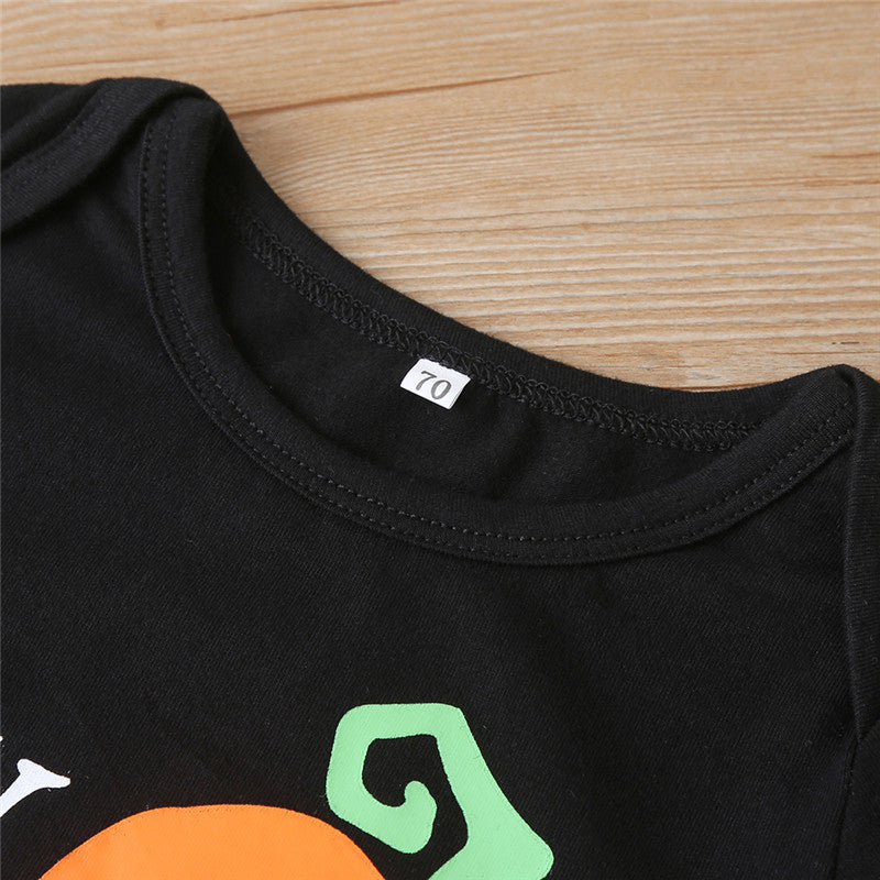 0-24M Halloween Newborn Baby Boys Black Batwing Sleeve Romper