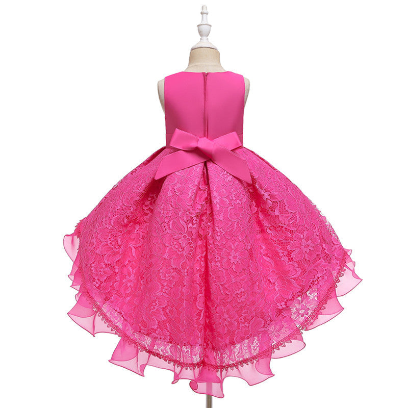 Kids Girl Cake Tutu Flower Dress Lace Party Wedding Formal Dress 3-12Y - honeylives