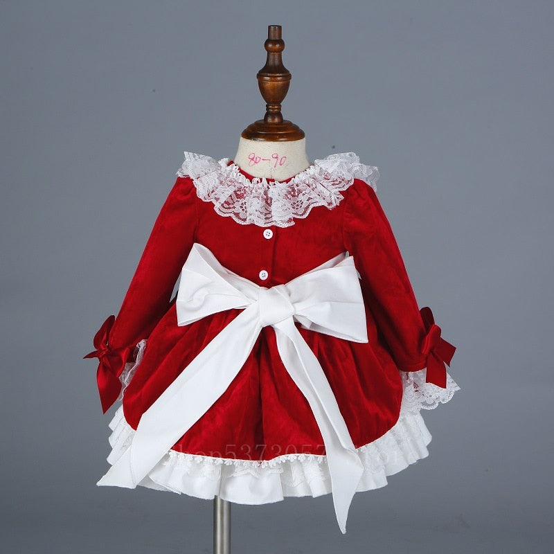 Spanish Girl Princess Tutu Dress Lolita Christmas Birthday Costume 1-6 Years