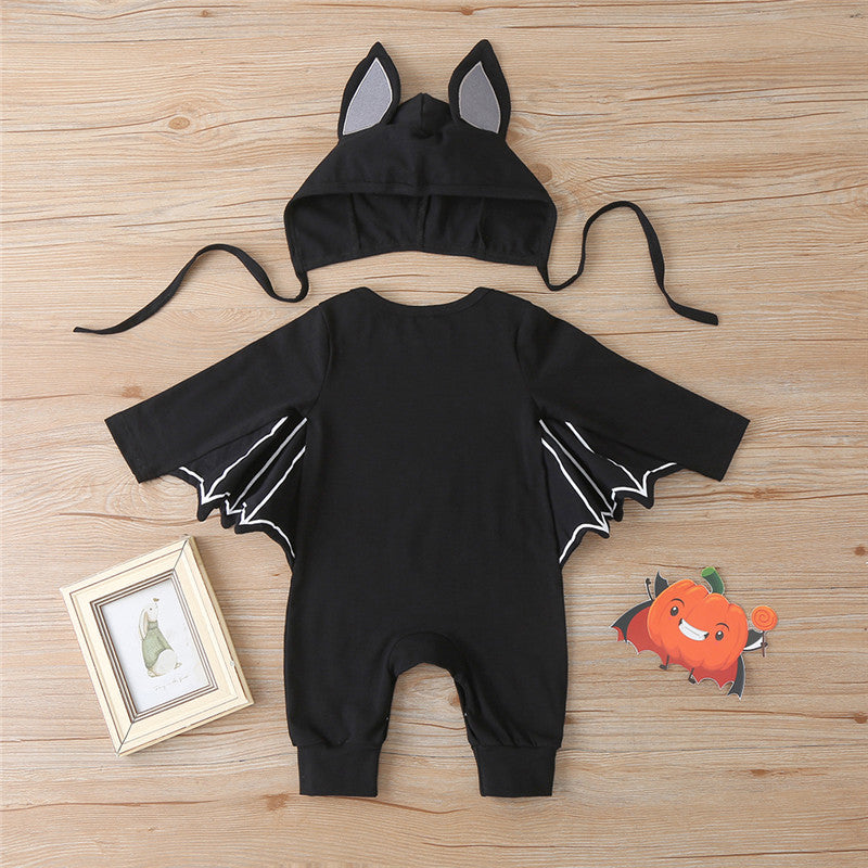 0-24M Halloween Newborn Baby Boys Black Batwing Sleeve Romper