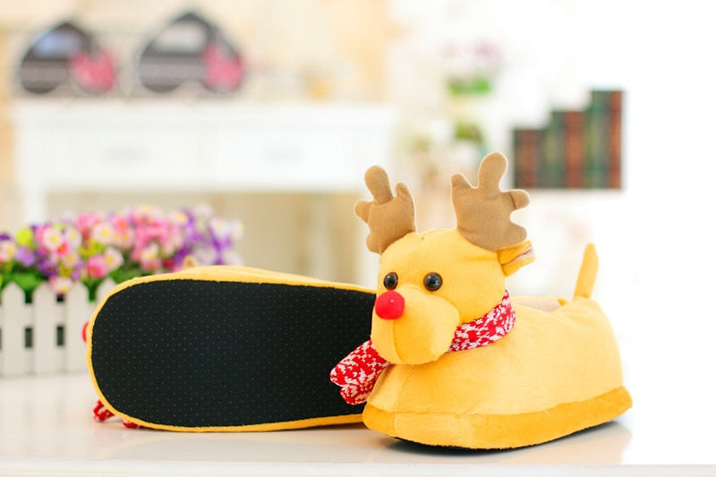 Fashion Unisex Plush Cotton Winter Slippers Winter Warm Christmas Shoes