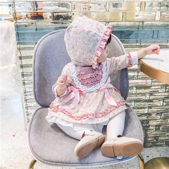 Baby Girl Lolita Floral  Christening Party Frock Boutique 2 Pcs