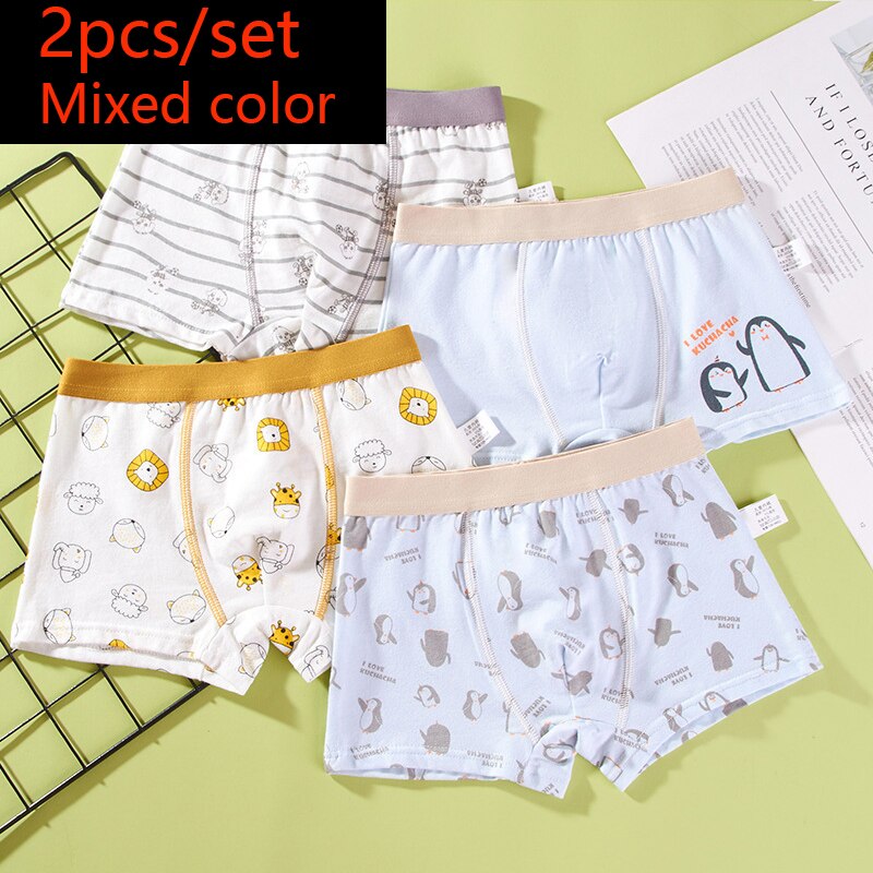 Kid Boys Boxer Underpants Panties Cozy Cartoon Underwear 2pcs/set