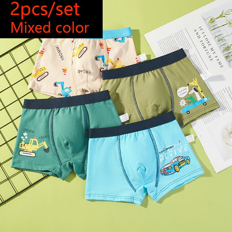Kid Boys Boxer Underpants Panties Cozy Cartoon Underwear 2pcs/set