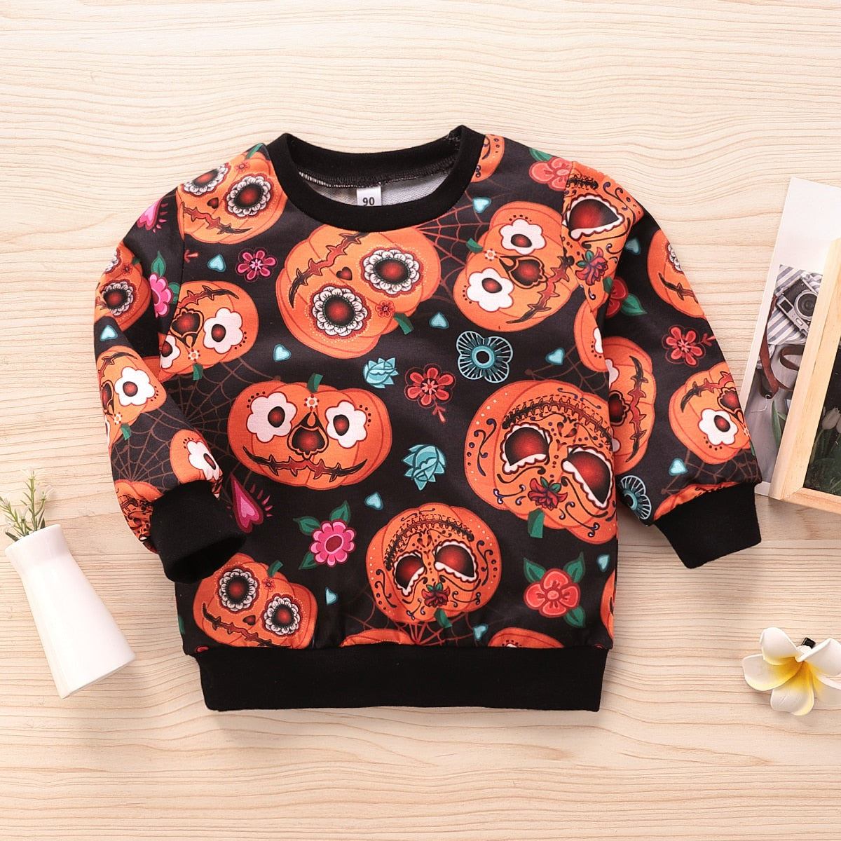 Kids Boy Shirt Long Sleeve Autumn Halloween Pumpkin Sweatshirt 2-7 Years