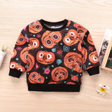 Kids Boy Shirt Long Sleeve Autumn Halloween Pumpkin Sweatshirt 2-7 Years