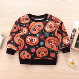 Kids Boy Shirt Long Sleeve Autumn Halloween Pumpkin Sweatshirt 2-7 Years