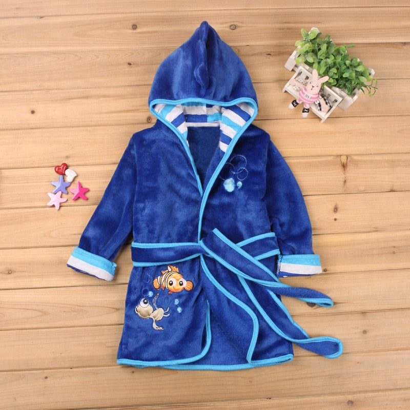 Winter Boy Girl Cartoon Robe Bathrobe Sleepwear Pajamas