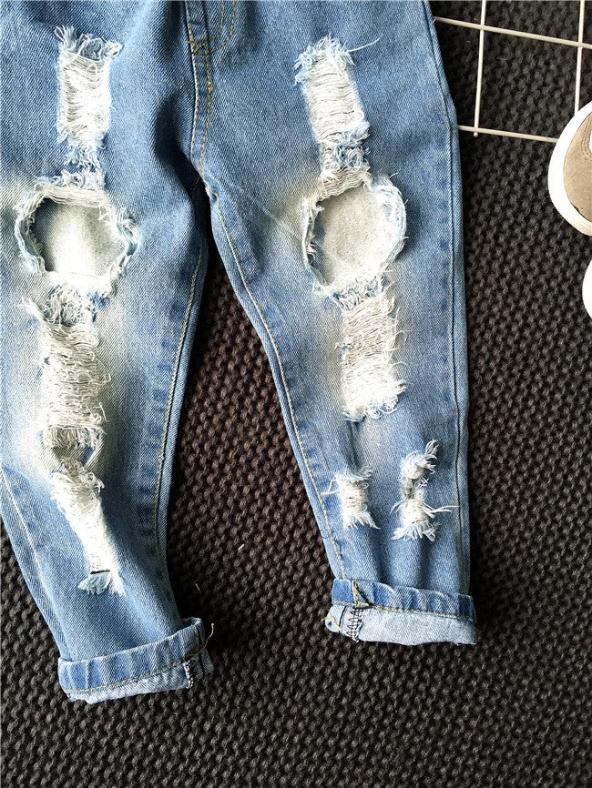 Kids Boy Girl Jeans Hole Denim Pant Trousers Pants for 1-7 Years