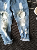 Kids Boy Girl Jeans Hole Denim Pant Trousers Pants for 1-7 Years