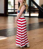 Family Matching Mother and Daughter Stripe Sleeveless Casual Dresses