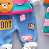 Baby Girl Boy Autumn Warm Suits Plush Stripe Smiley Sets 2 Pcs