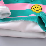 Baby Girl Boy Autumn Warm Suits Plush Stripe Smiley Sets 2 Pcs