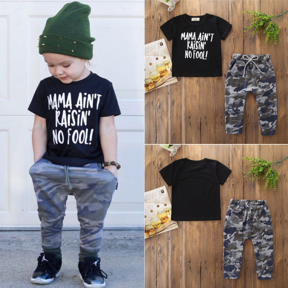 Kid Baby Boy Camouflage Summer Tracksuit Outfit 2 Pcs Sets