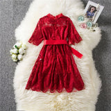 Girls Dress Flower Lace Hollow Party Frocks Dress