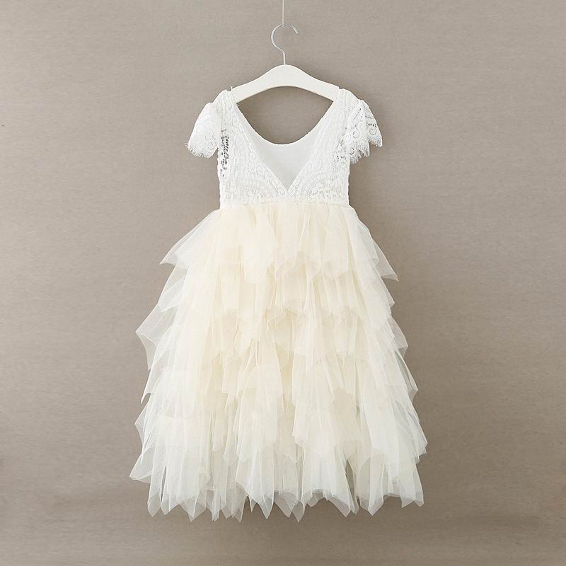 Flower Girl Princess Dress Eyelash Lace Birthday Fluffy Tulle Wedding Party Dress - honeylives