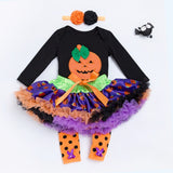 0-24M Halloween Newborn Baby Girl Pumpkin Tutu 3 Pcs Sets