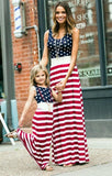 Family Matching Mother and Daughter Stripe Sleeveless Casual Dresses