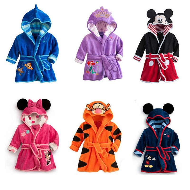 Winter Boy Girl Cartoon Robe Bathrobe Sleepwear Pajamas
