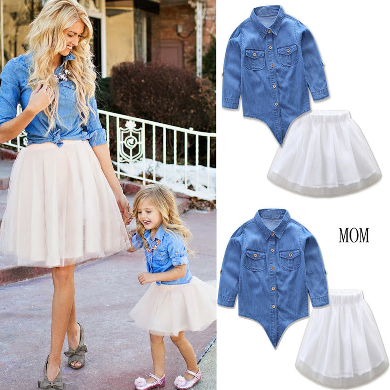 Mother Daughter Matching Girls Oufits Family Dress 2 Pcs