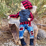 Kid Baby Boys /Girls Jeans Leggings Long Sleeve Sets 3 Pcs