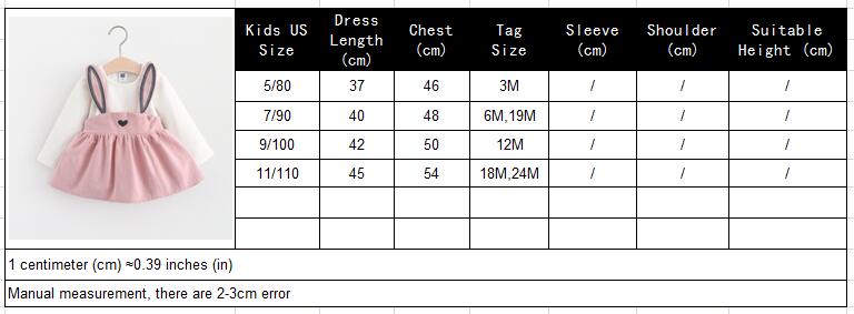 Baby Girl Dress Autumn Cotton Long Sleeve Lovely Stitching Rabbit Ears Dresses