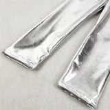 Baby Girls Leggings Metallic Gold Silver Punk Pants 2-10 Years
