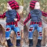 Kid Baby Boys /Girls Jeans Leggings Long Sleeve Sets 3 Pcs