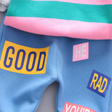 Baby Girl Boy Autumn Warm Suits Plush Stripe Smiley Sets 2 Pcs