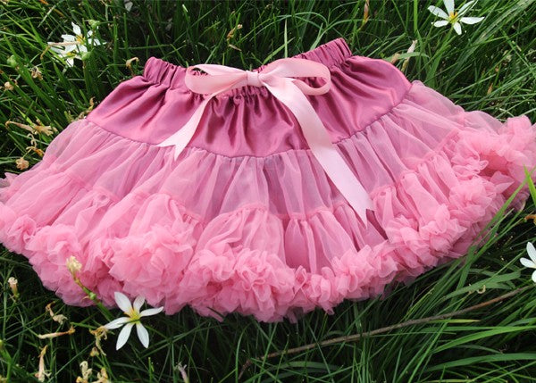 Girls Fluffy Chiffon Solid Colors Tutu Christmas Dance Skirt  2-10 Years