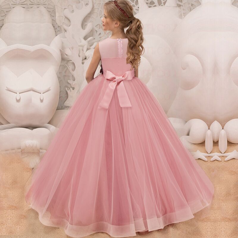 Teenager Girls Birthday Princess Dress Vintage Appliques Flower Ball Gown - honeylives
