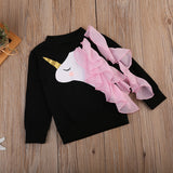 Baby Girls Magical Unicorn Lace Ruffle Casual Sweatshirts 0-4Y