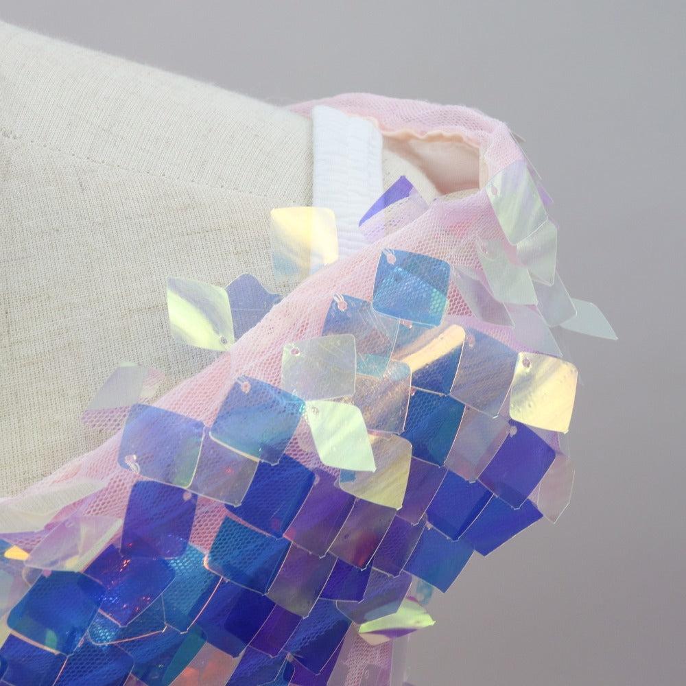 Kid Girl Wedding Bridemaid Mermaid Pink Tutu Sequin Elegant Dresses