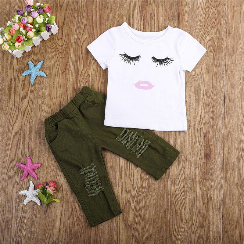Kid Baby Girl Eyelash Casual Outfits 2 Pcs Sets