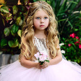 Girl Cute Princess Dress Birthday Party Sequin Formal Fluffy Cake Ball Gown - honeylives