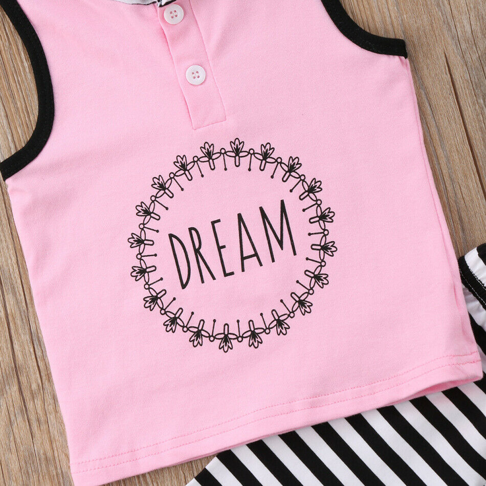 Kids Baby Girl Casual Striped Outfit 2 Pcs Sets