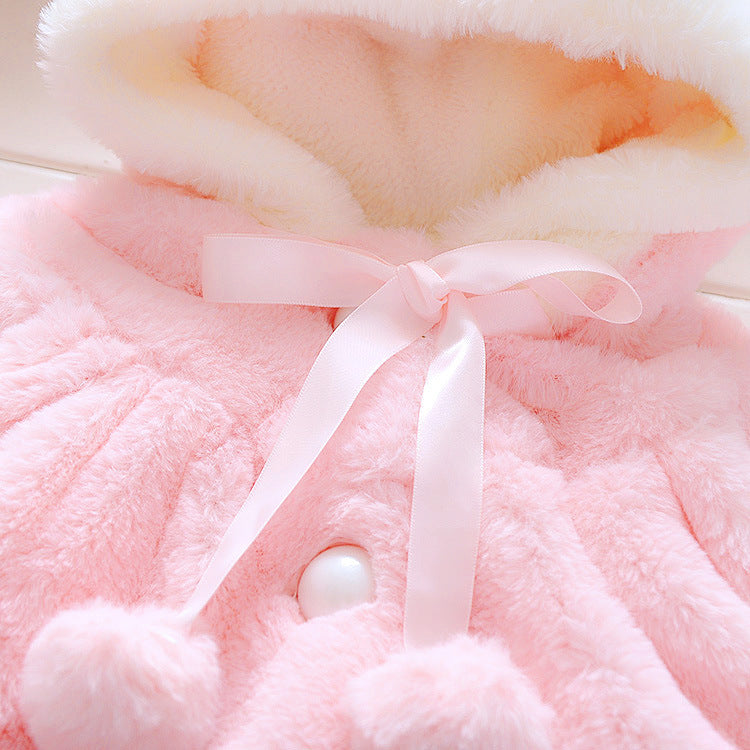 Baby Girls Winter Jackets Warm Fur Fleece Coat Jacket Hooded Outerwear