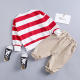 Kids Girls Boys Clothing Spring Autumn  Striped Suit 2 Pcs Set