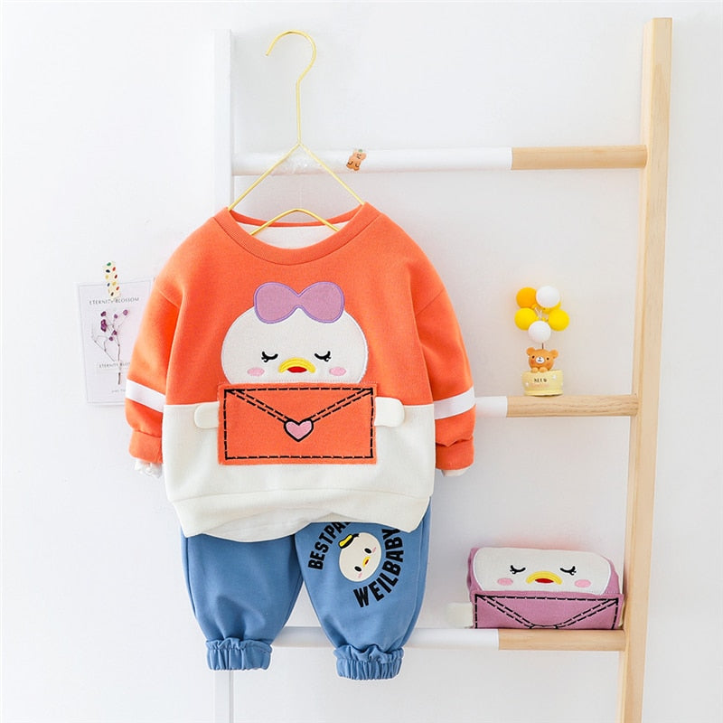 Toddler Baby Girls Boys Cartoon Long Sleeve 2 Pcs Outfits Sets