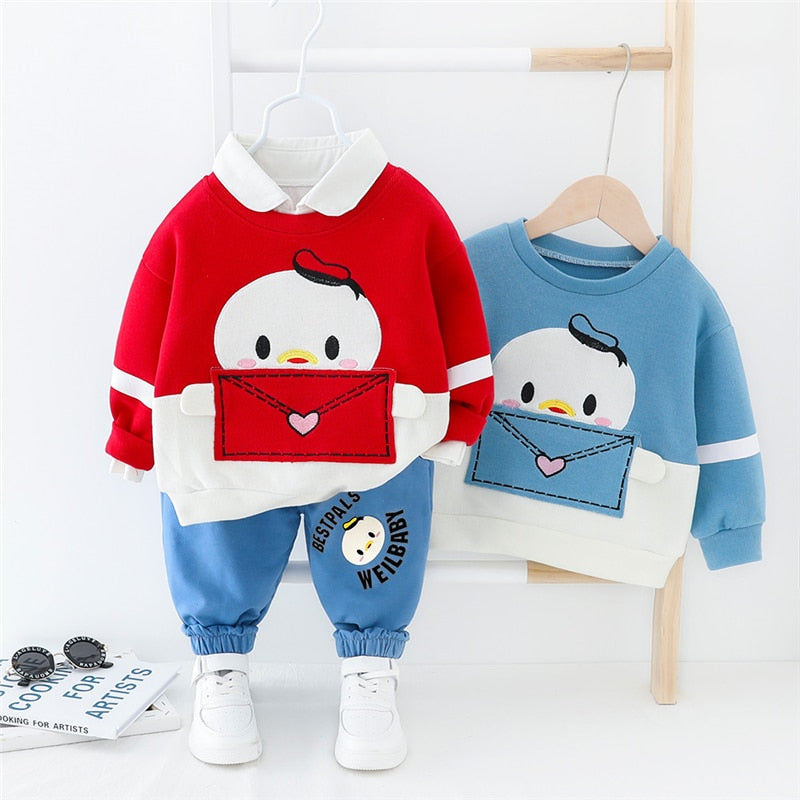 Toddler Baby Girls Boys Cartoon Long Sleeve 2 Pcs Outfits Sets