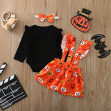0-24M Baby Girl Sets Autumn Pumpkin Halloween Cartoon 3 Pcs Sets