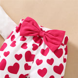 Baby Girls Suit Long-sleeve  Cotton Love Print Valentine Sets 3 Pcs