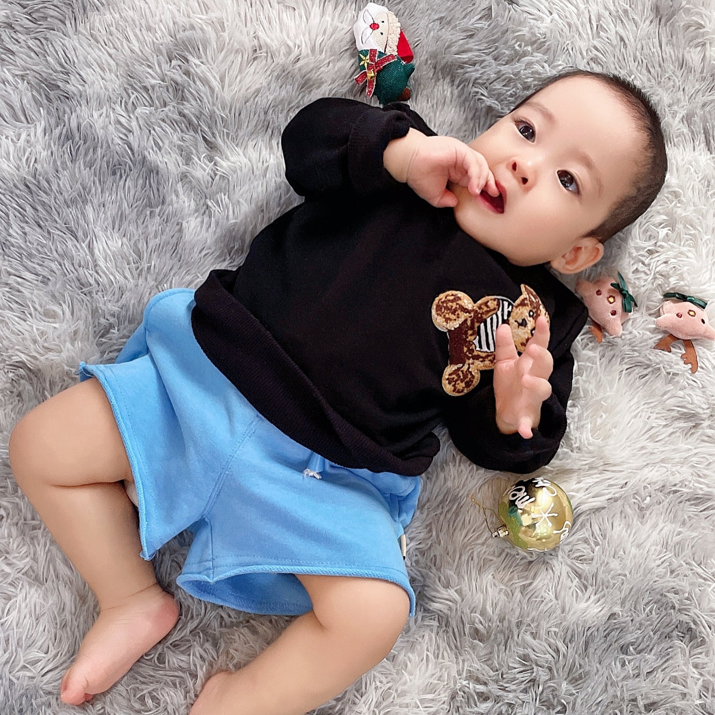 Family Matching Bear Embroidery Sweatshirt Pullover