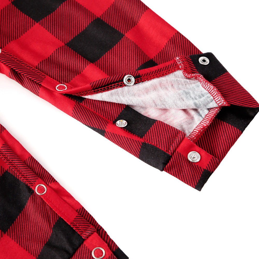 Christmas Family Matching Pajamas Long Sleeve Red Plaid  Sets