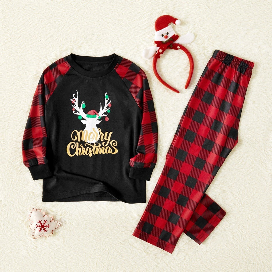 Family Christmas Matching Pajamas Kids Parents Nightwear Outfits