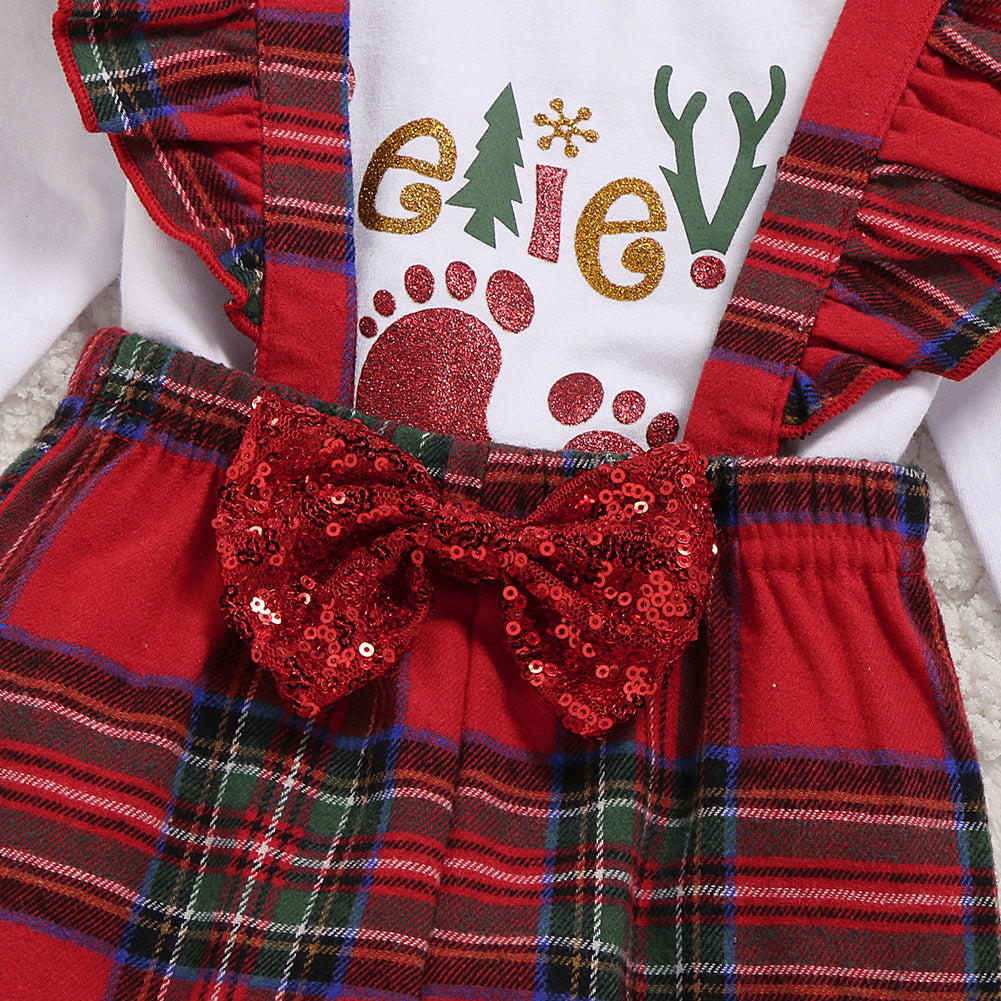 Baby Girl Christmas Jumpsuit 3 Pcs Sets